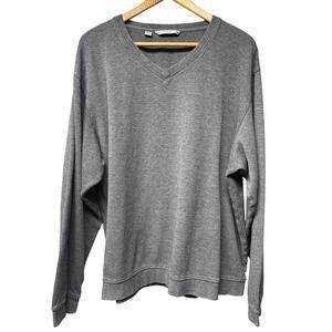 Cutter and Buck Mens Size XL Gray V-Neck Pullover Sweater 100% Cotton Work